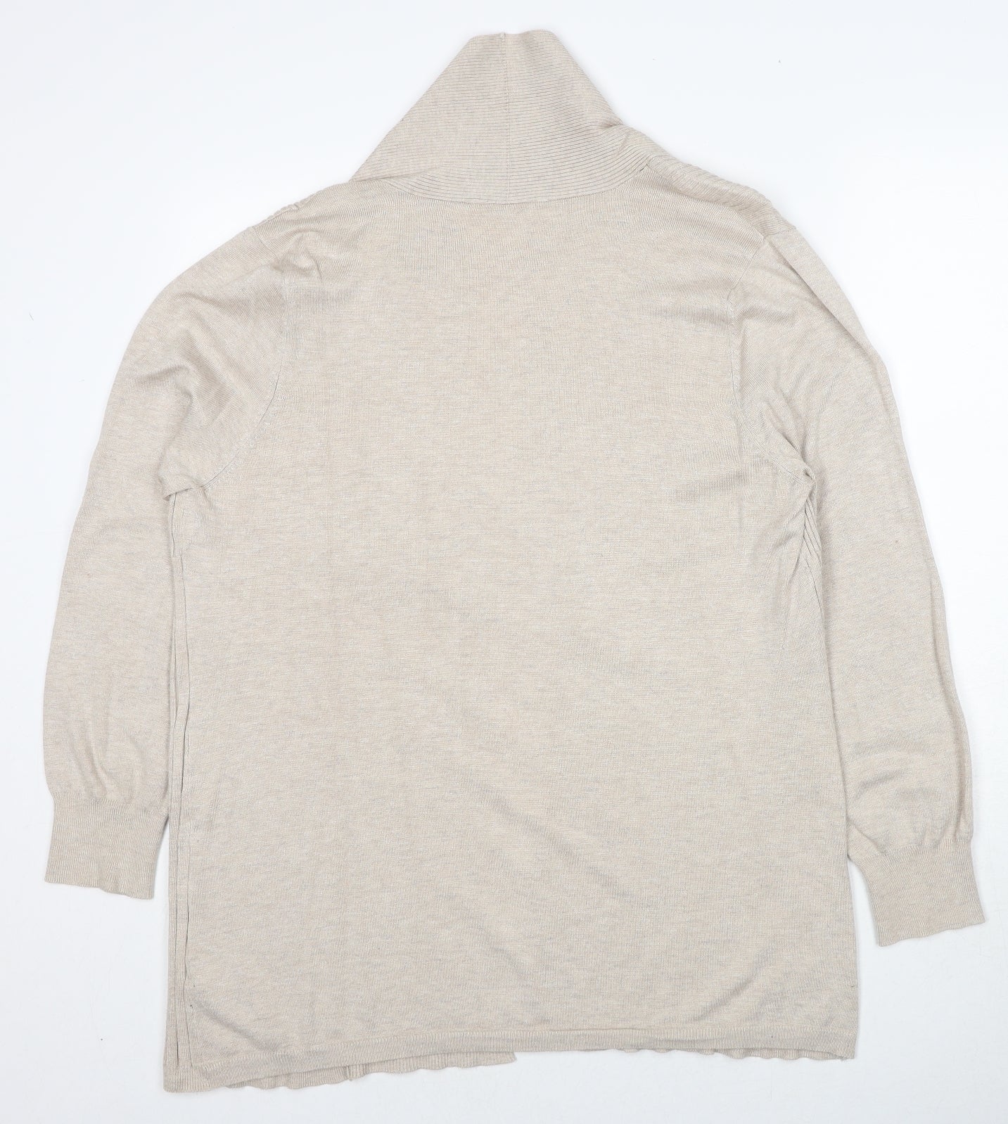 BHS Womens Beige V-Neck Viscose Cardigan Jumper Size 18