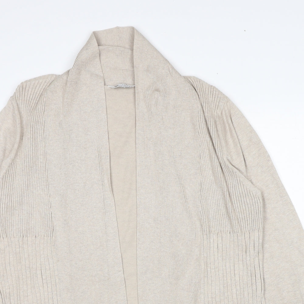 BHS Womens Beige V-Neck Viscose Cardigan Jumper Size 18
