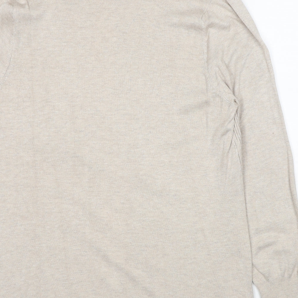 BHS Womens Beige V-Neck Viscose Cardigan Jumper Size 18