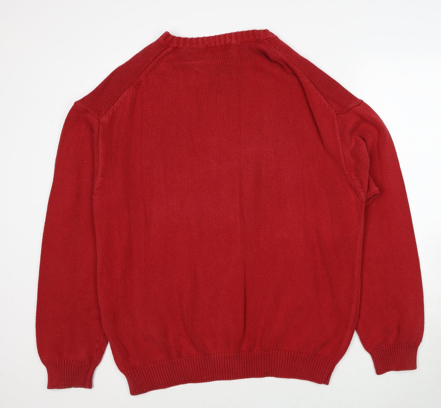 BHS Mens Red Round Neck Cotton Pullover Jumper Size XL Long Sleeve