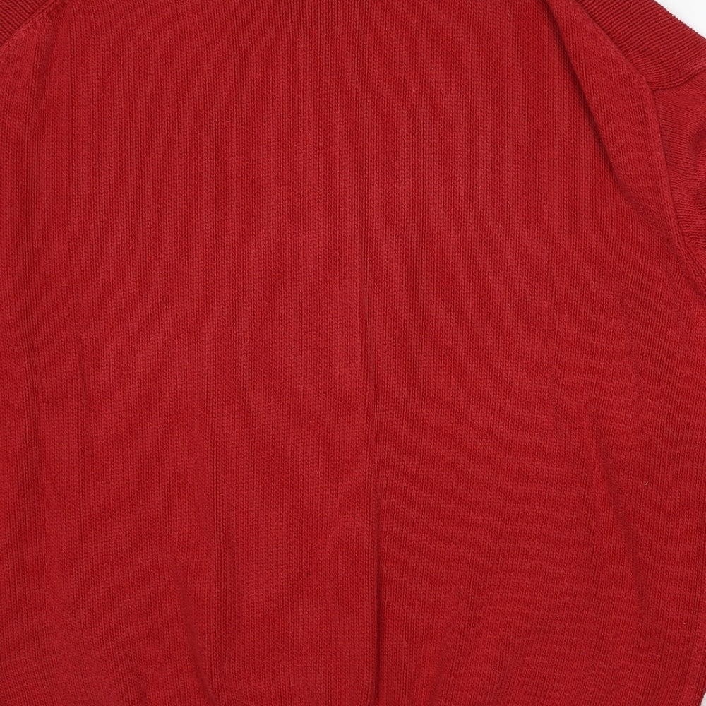 BHS Mens Red Round Neck Cotton Pullover Jumper Size XL Long Sleeve