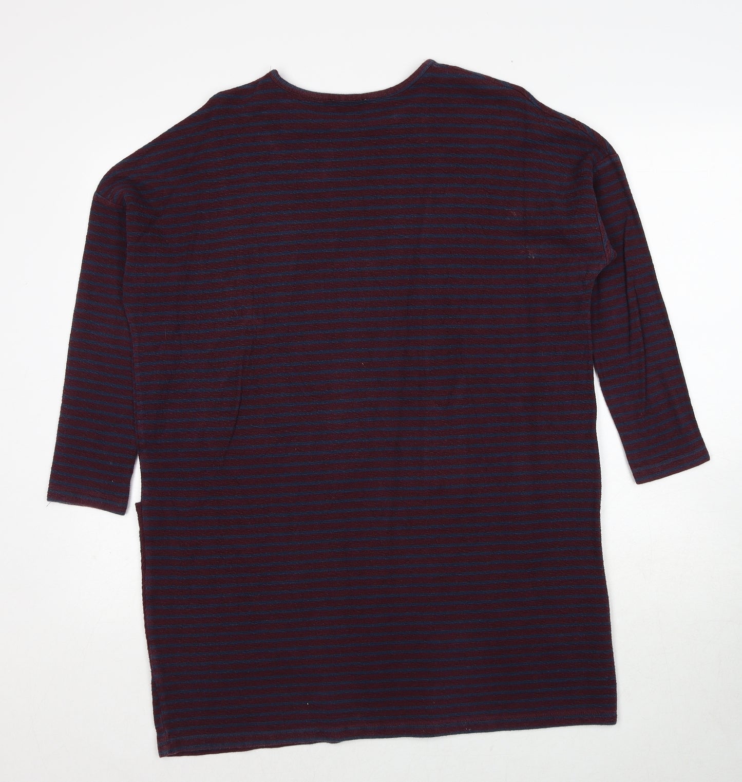 Zara Womens Red Striped Polyester Jumper Dress Size S Round Neck Pullover