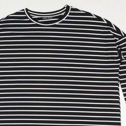 SheIn Womens Black Striped Polyester A-Line Size M Round Neck Pullover
