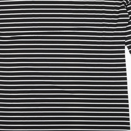 SheIn Womens Black Striped Polyester A-Line Size M Round Neck Pullover