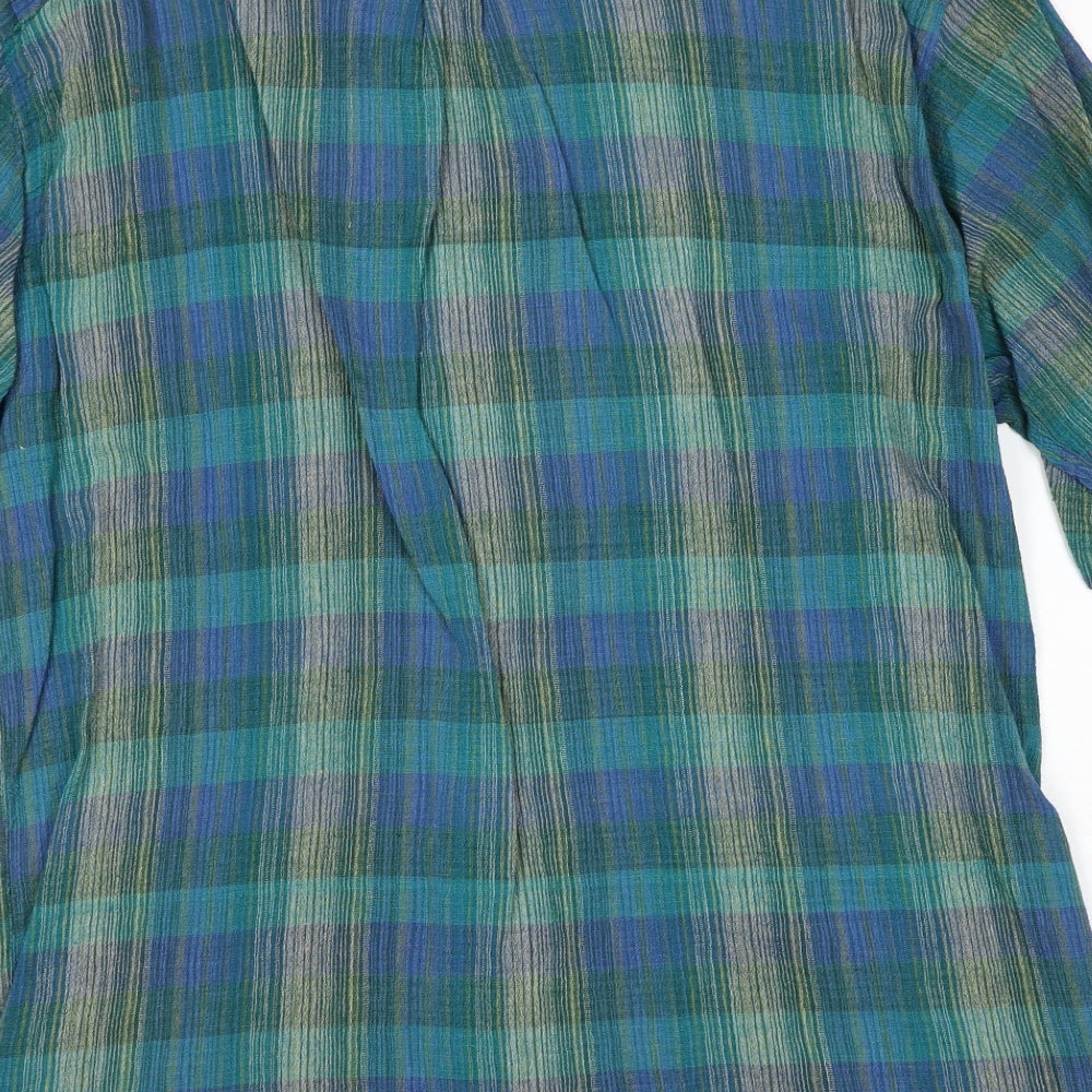 Burton Womens Green Plaid Cotton Basic Button-Up Size XL Collared