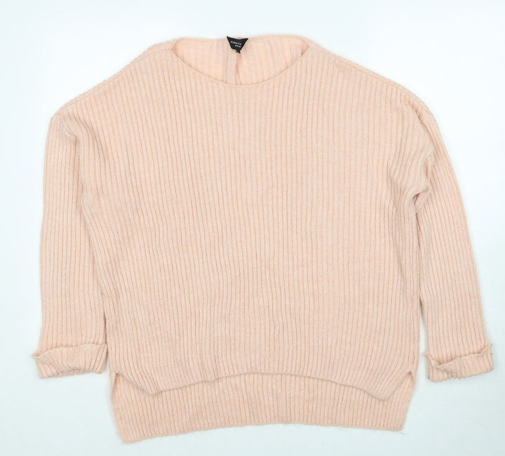 Dorothy Perkins Womens Pink Round Neck Herringbone Acrylic Pullover Jumper Size 12