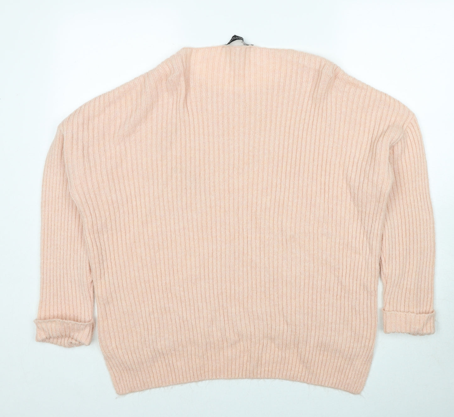Dorothy Perkins Womens Pink Round Neck Herringbone Acrylic Pullover Jumper Size 12