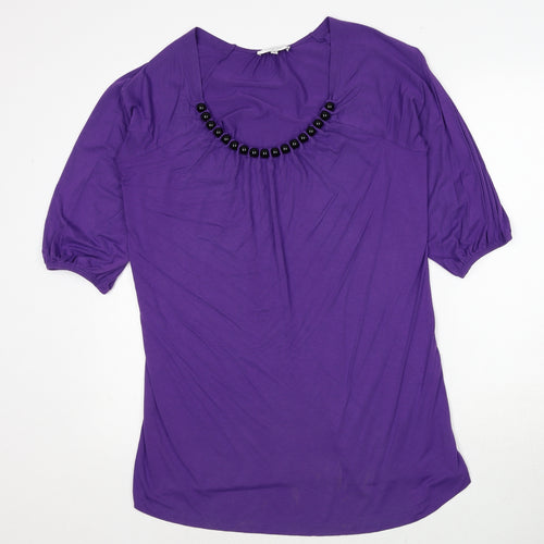 Signature Experience Womens Purple Viscose Basic Blouse Size S Round Neck