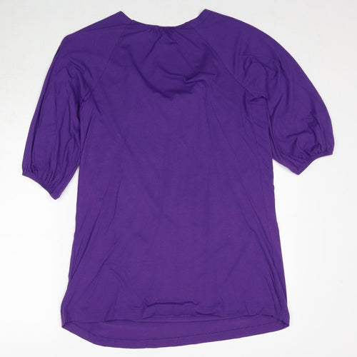 Signature Experience Womens Purple Viscose Basic Blouse Size S Round Neck