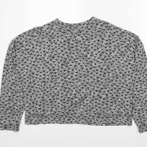 NEXT Womens Grey Geometric Cotton Pullover Sweatshirt Size 14 Pullover