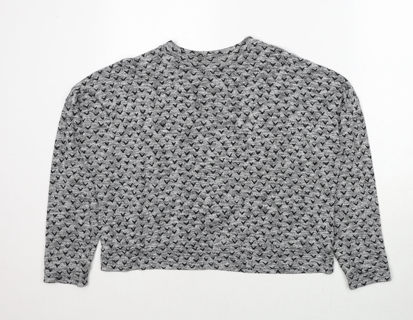 NEXT Womens Grey Geometric Cotton Pullover Sweatshirt Size 14 Pullover