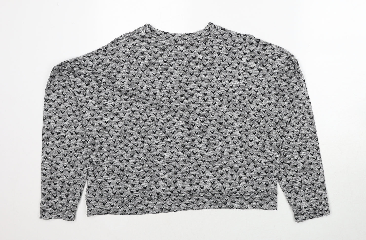 NEXT Womens Grey Geometric Cotton Pullover Sweatshirt Size 14 Pullover