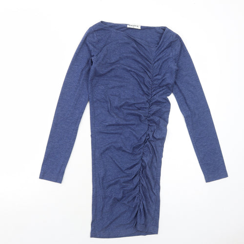 Nearkin Womens Blue Cotton Bodycon Size XS Square Neck Pullover