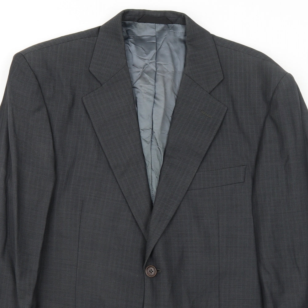 Marks and Spencer Mens Grey Striped Wool Jacket Suit Jacket Size 40 Regular