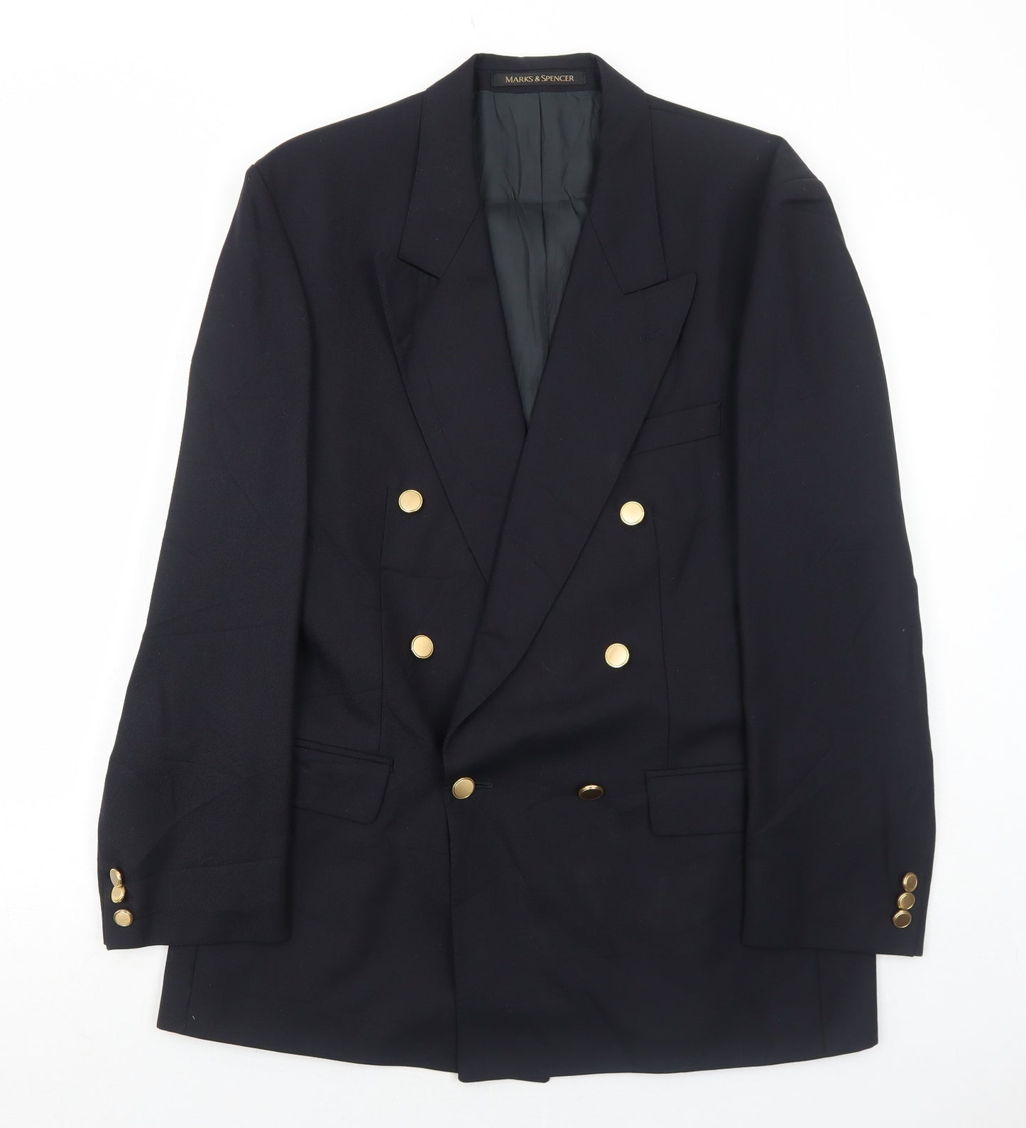 Marks and Spencer Mens Black Polyester Jacket Blazer Size 48 Regular