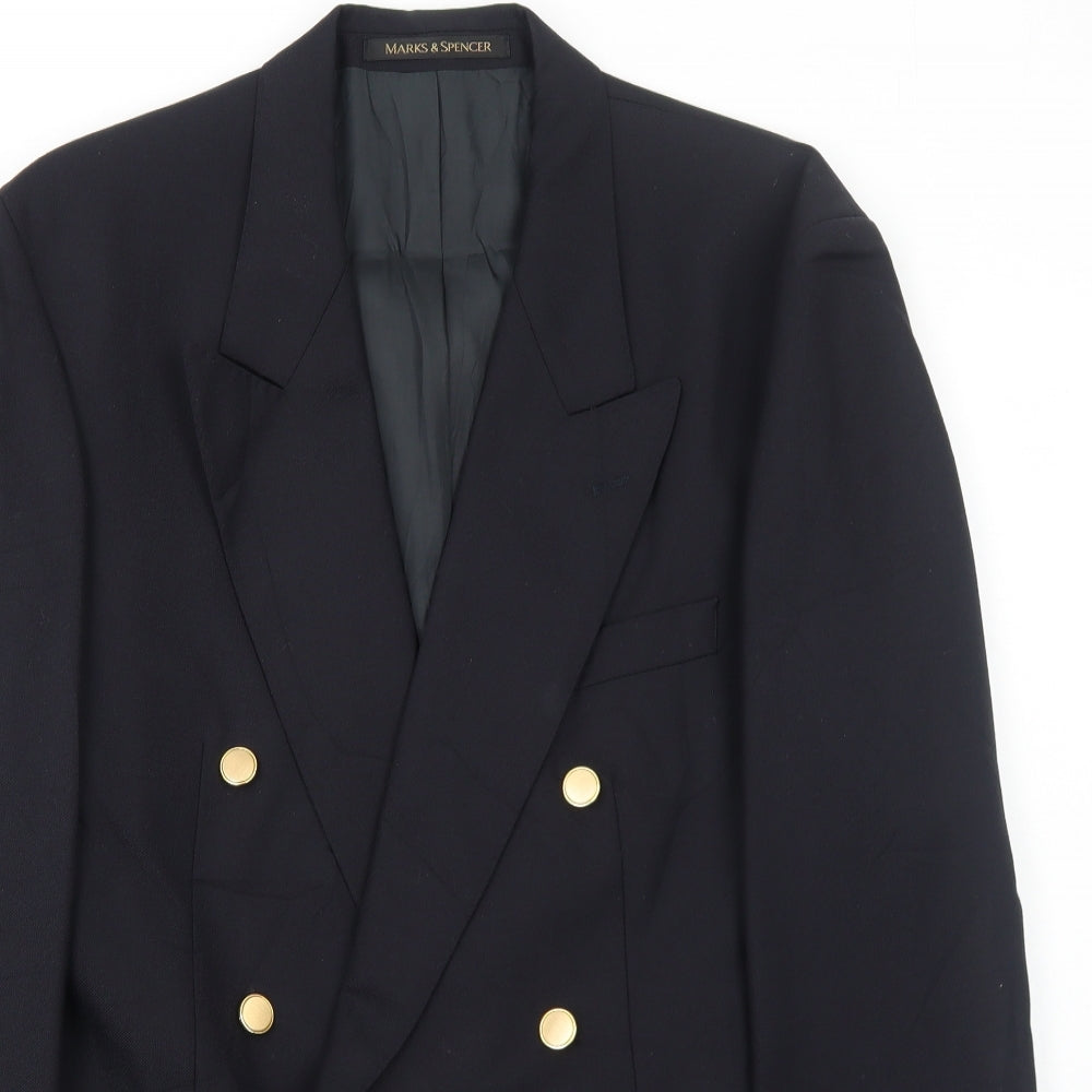 Marks and Spencer Mens Black Polyester Jacket Blazer Size 48 Regular