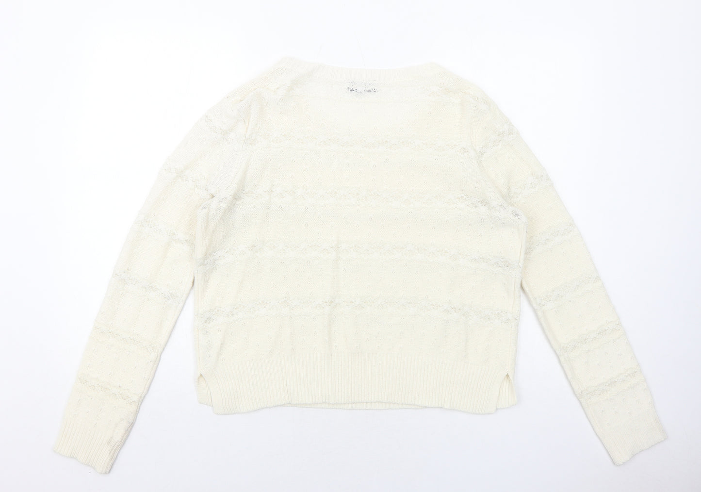 Topshop Womens Ivory Boat Neck Acrylic Pullover Jumper Size 12
