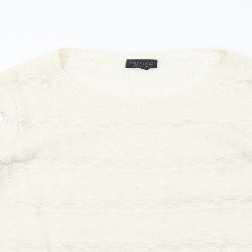 Topshop Womens Ivory Boat Neck Acrylic Pullover Jumper Size 12
