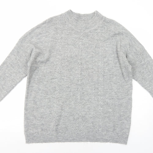 Peacocks Womens Grey Mock Neck Acrylic Pullover Jumper Size M