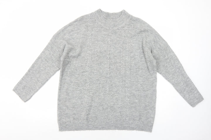Peacocks Womens Grey Mock Neck Acrylic Pullover Jumper Size M