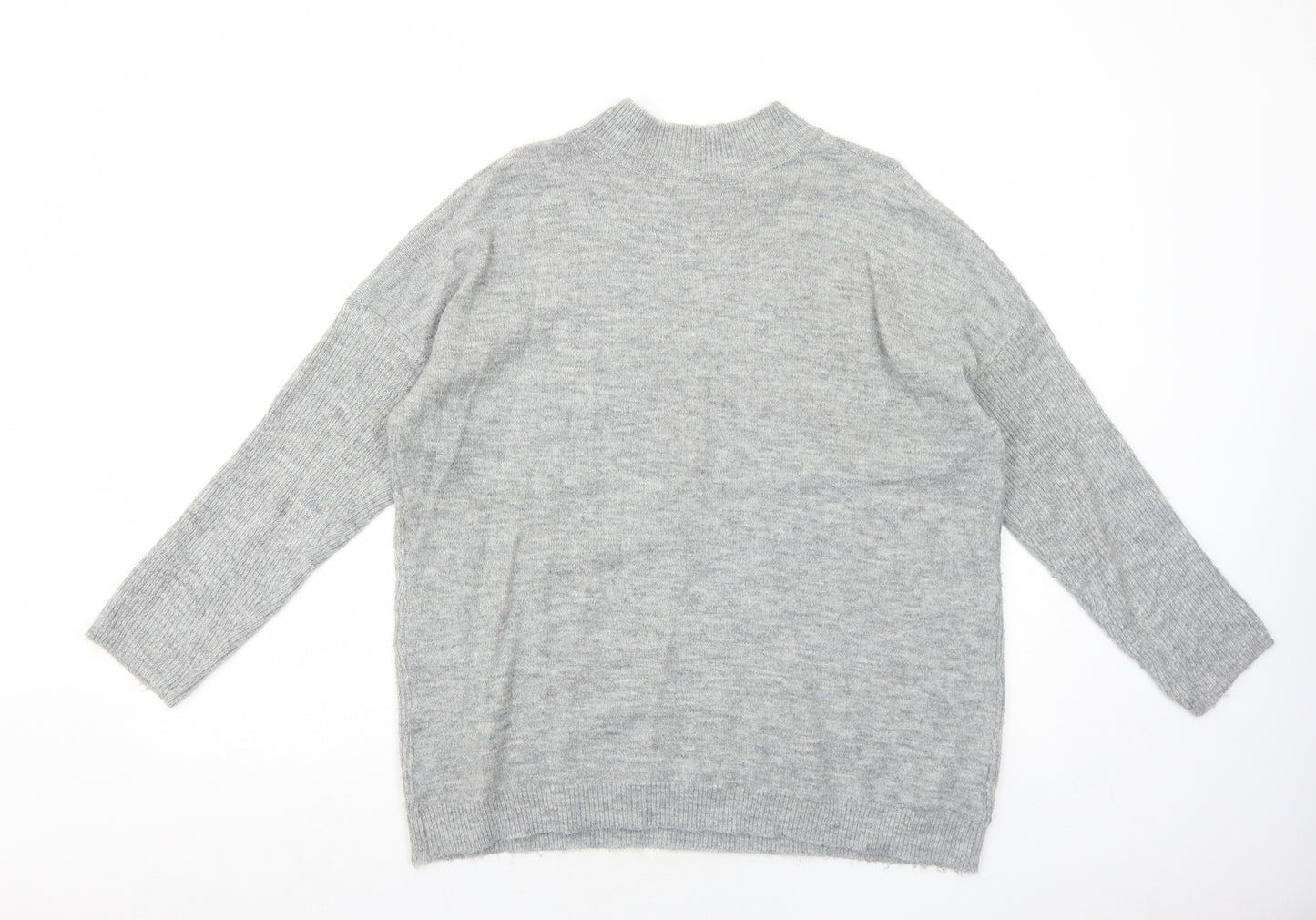 Peacocks Womens Grey Mock Neck Acrylic Pullover Jumper Size M