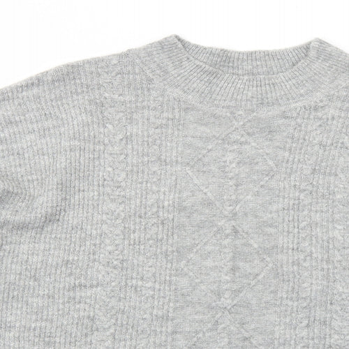 Peacocks Womens Grey Mock Neck Acrylic Pullover Jumper Size M