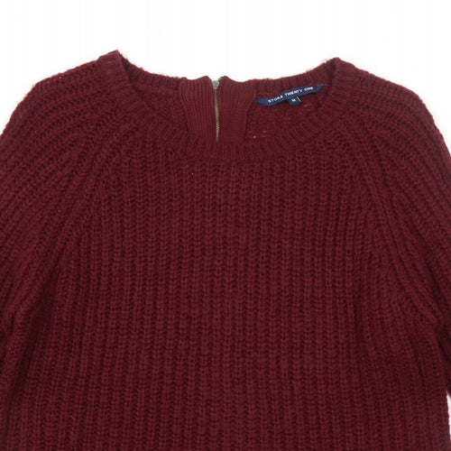 Store Twenty One Womens Red Boat Neck Acrylic Pullover Jumper Size M