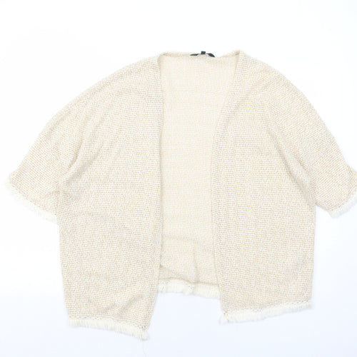 New Look Womens Ivory V-Neck Polyester Cardigan Jumper Size 12