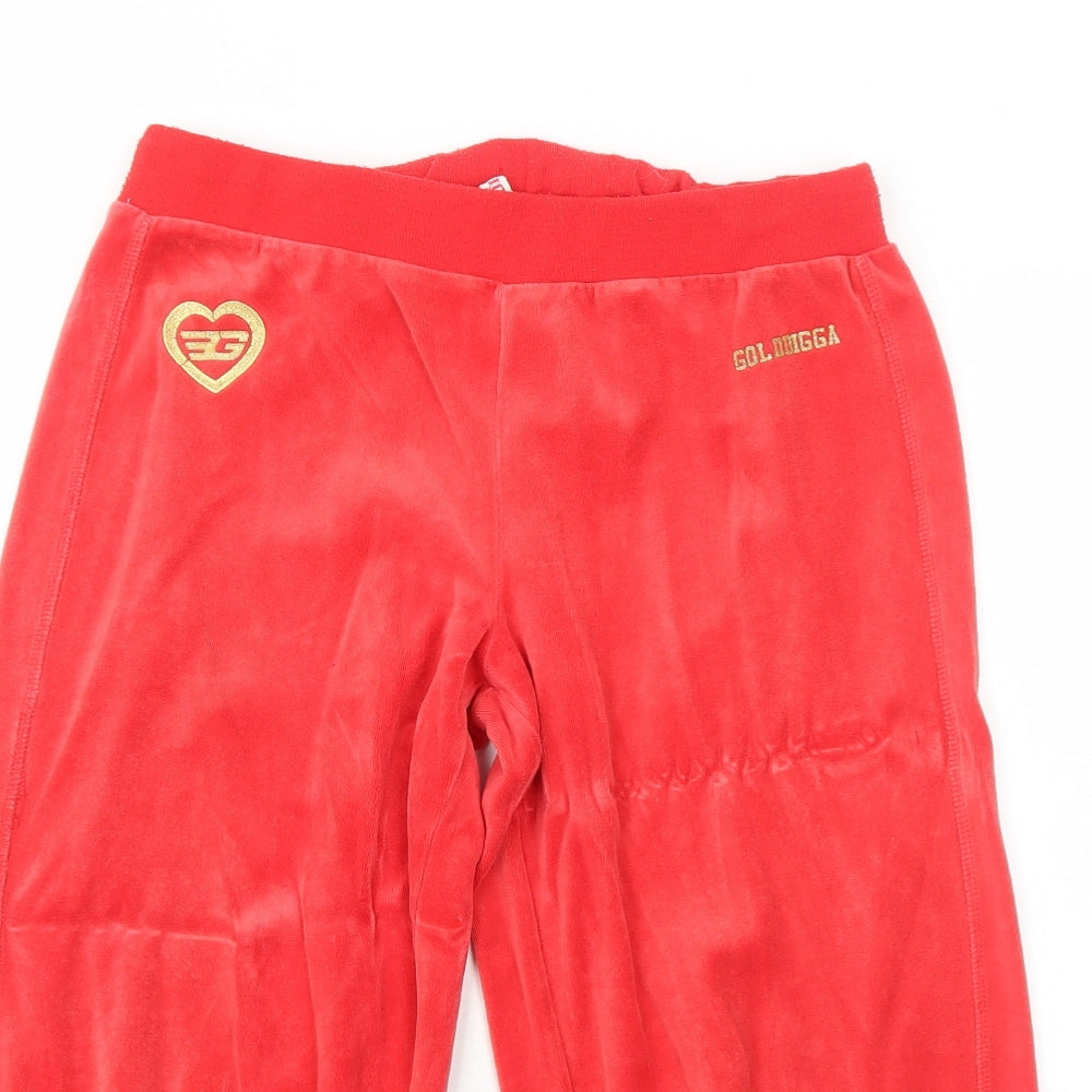 Golddigga Womens Red Cotton Jogger Trousers Size 12 Regular - Cropped