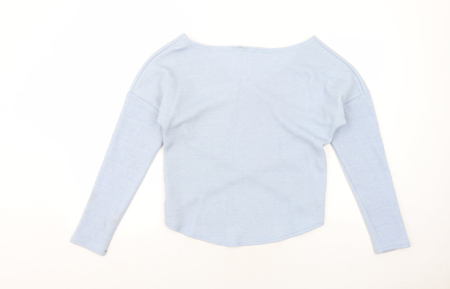 Angashion Womens Blue V-Neck Polyester Pullover Jumper Size M