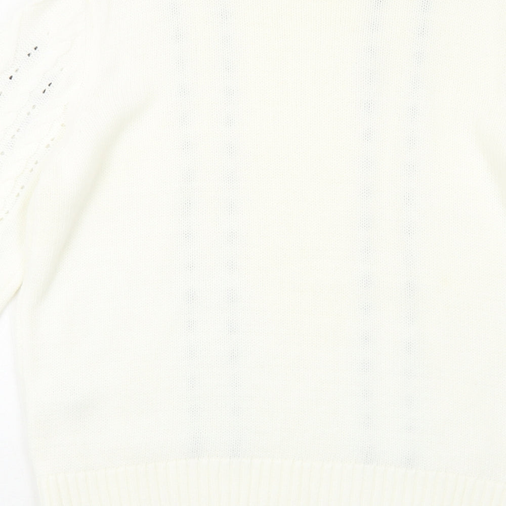Papaya Womens White Round Neck Acrylic Pullover Jumper Size M