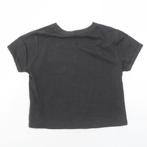 NEXT Girls Grey Cotton Basic T-Shirt Size 7 Years Round Neck Pullover - Girls