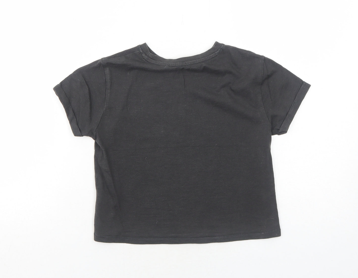 NEXT Girls Grey Cotton Basic T-Shirt Size 7 Years Round Neck Pullover - Girls
