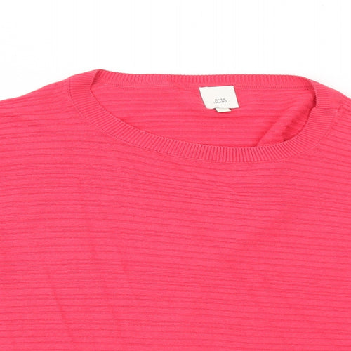 River Island Womens Pink Round Neck Viscose Pullover Jumper Size S