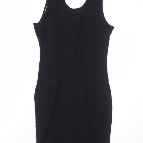 Polly Womens Black Colourblock Cotton Bodycon Size 12 Round Neck Pullover