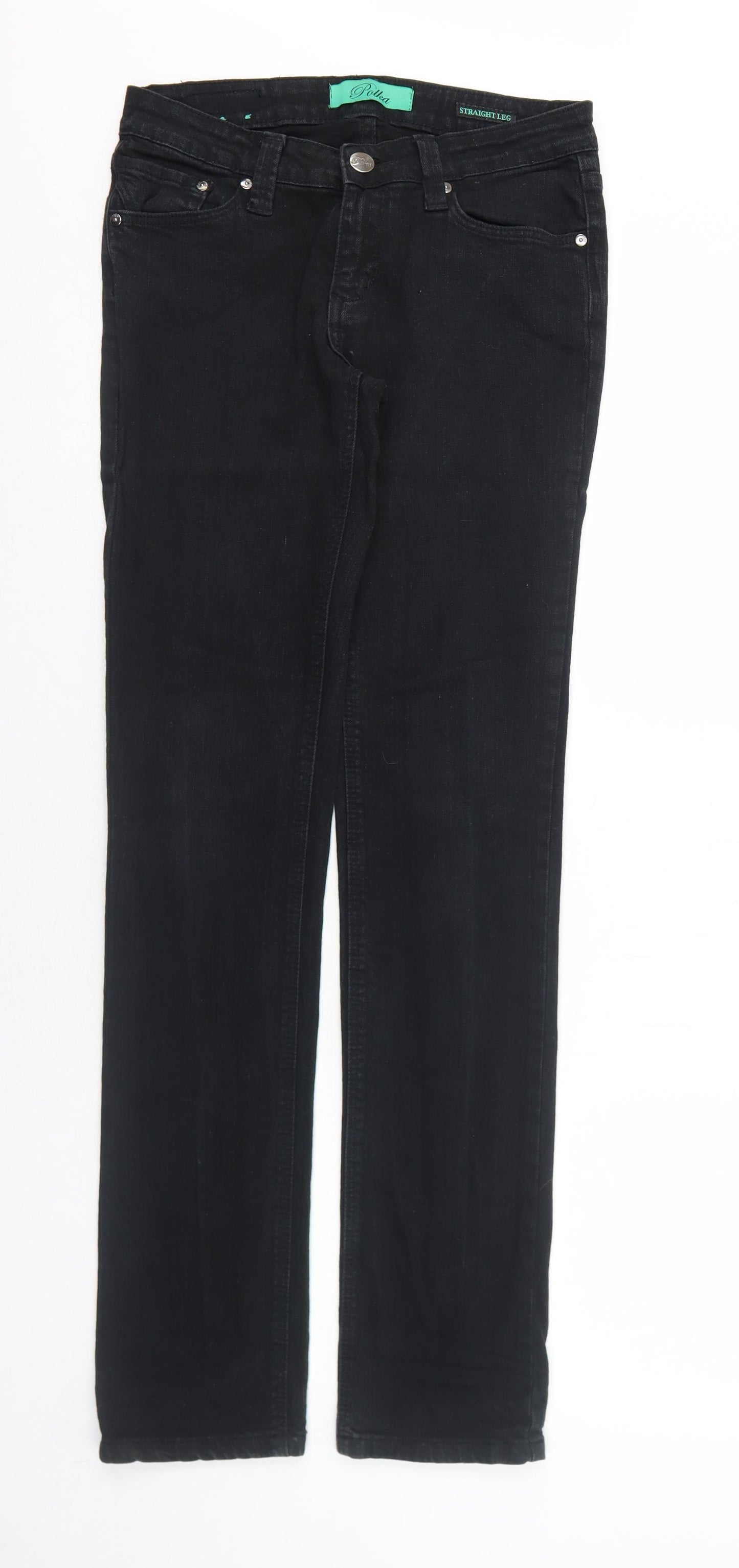 Polka Womens Black Cotton Straight Jeans Size 10 Regular Zip
