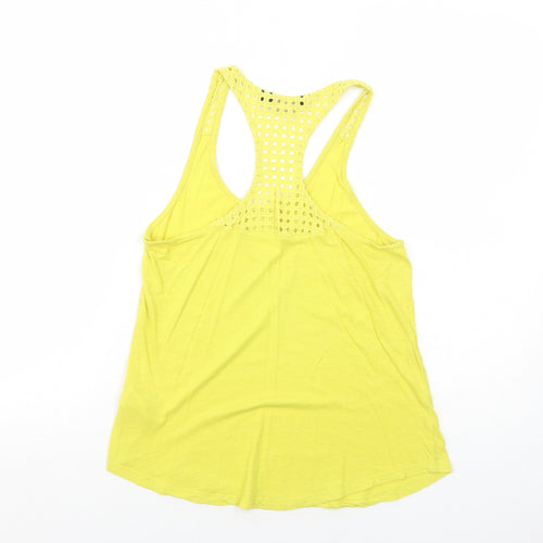 New Look Womens Yellow Cotton Basic Tank Size 10 Round Neck - Broderie Anglaise