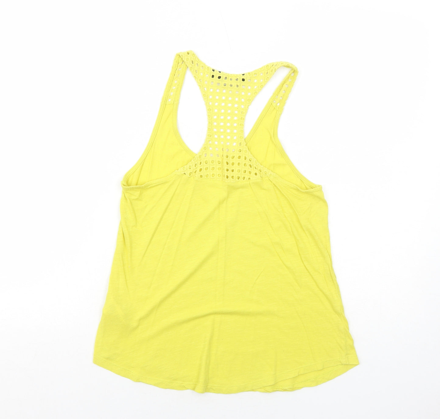 New Look Womens Yellow Cotton Basic Tank Size 10 Round Neck - Broderie Anglaise