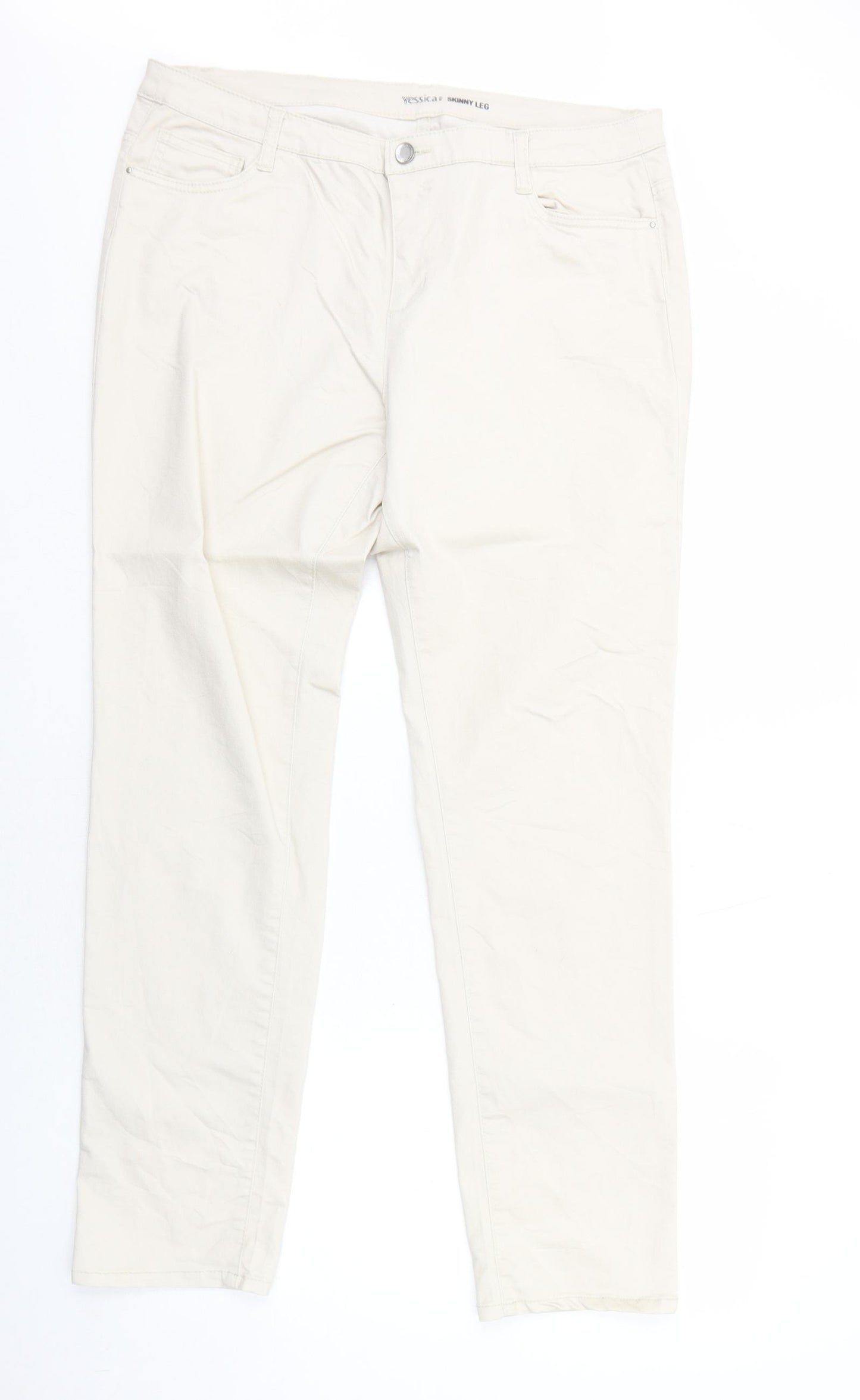 Yessica Womens Beige Cotton Skinny Jeans Size 18 Regular Zip