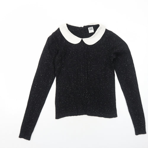 VERO MODA Womens Black Collared Nylon Pullover Jumper Size S