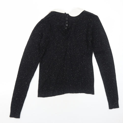 VERO MODA Womens Black Collared Nylon Pullover Jumper Size S
