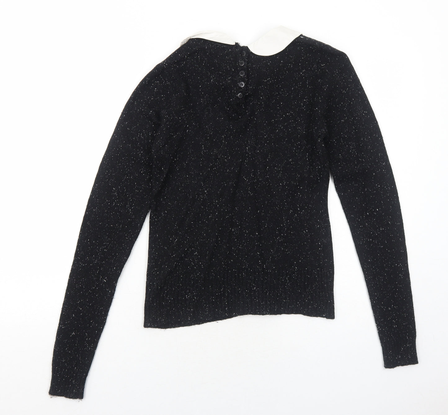 VERO MODA Womens Black Collared Nylon Pullover Jumper Size S