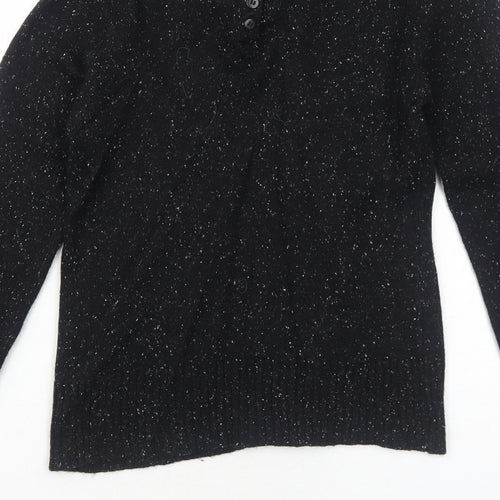 VERO MODA Womens Black Collared Nylon Pullover Jumper Size S