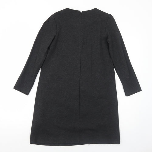 H&M Womens Grey Viscose Jumper Dress Size XS Round Neck Zip