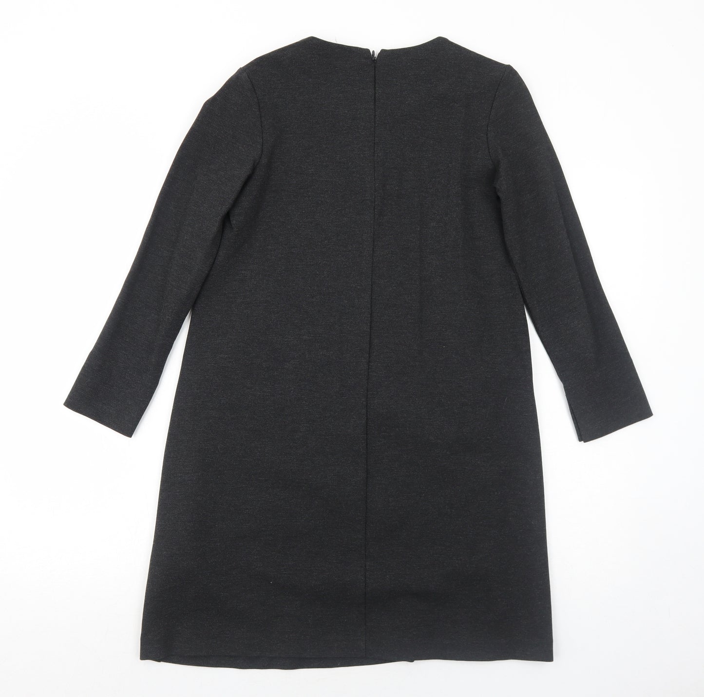 H&M Womens Grey Viscose Jumper Dress Size XS Round Neck Zip