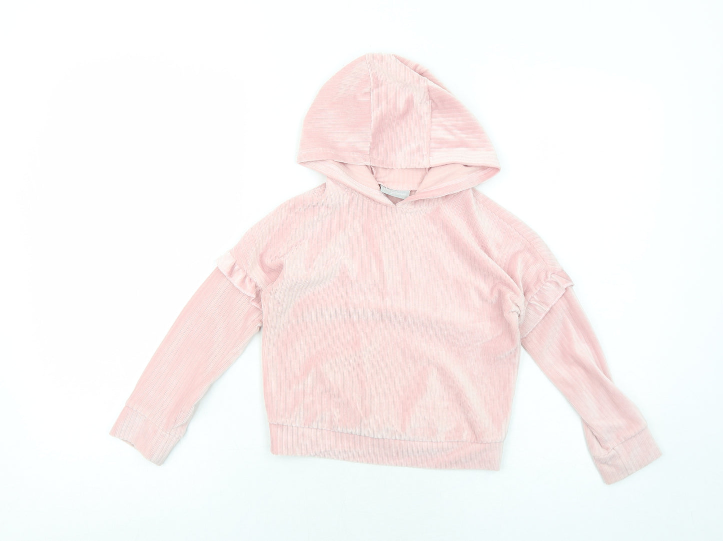 Matalan Girls Pink Polyester Pullover Hoodie Size 6 Years Pullover