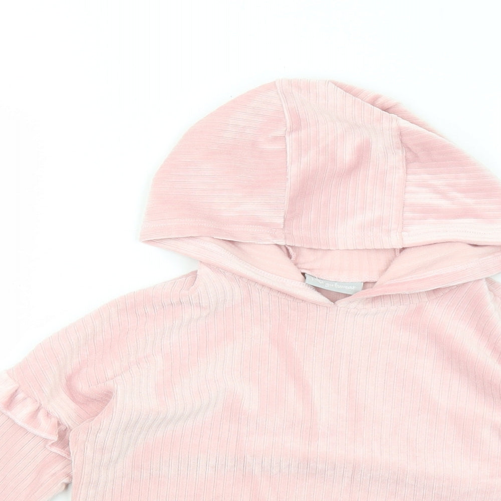 Matalan Girls Pink Polyester Pullover Hoodie Size 6 Years Pullover