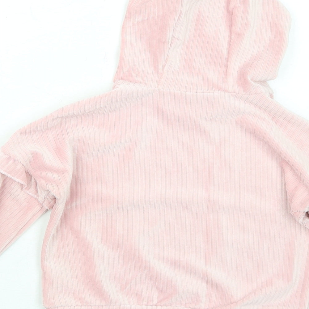 Matalan Girls Pink Polyester Pullover Hoodie Size 6 Years Pullover