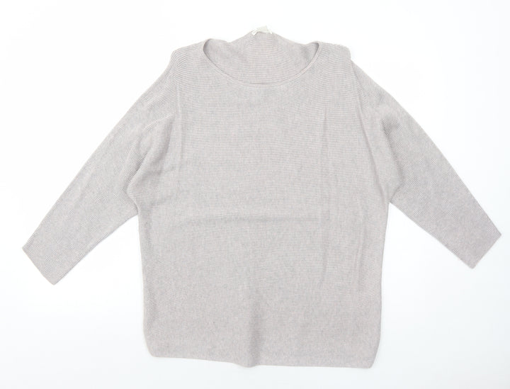 H&M Womens Purple Round Neck Viscose Pullover Jumper Size M