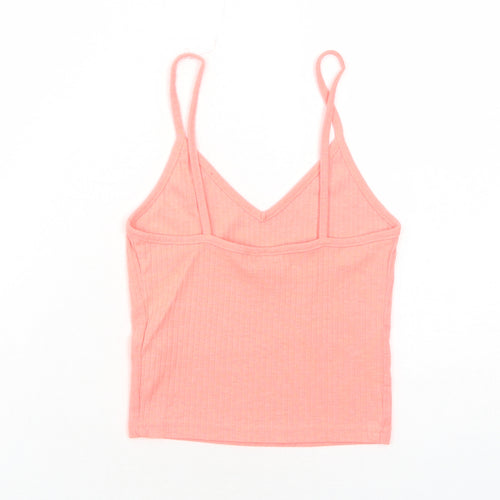 Topshop Womens Pink Polyester Basic Tank Size 6 V-Neck